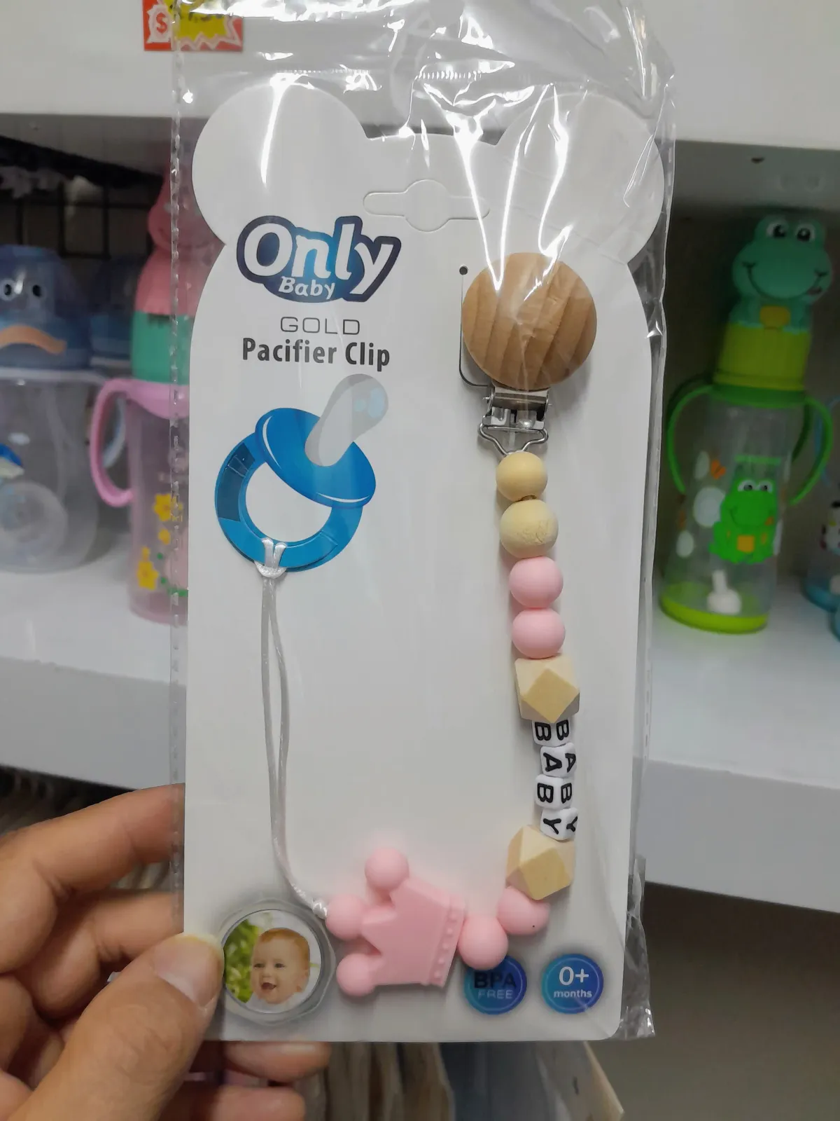 Portachupetes de silicona y madera