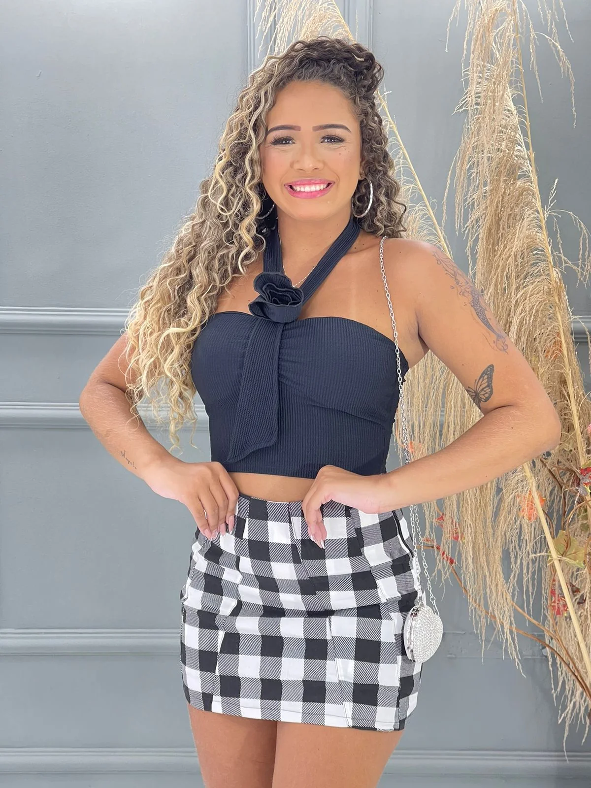 Shorts saia quadriculado 3