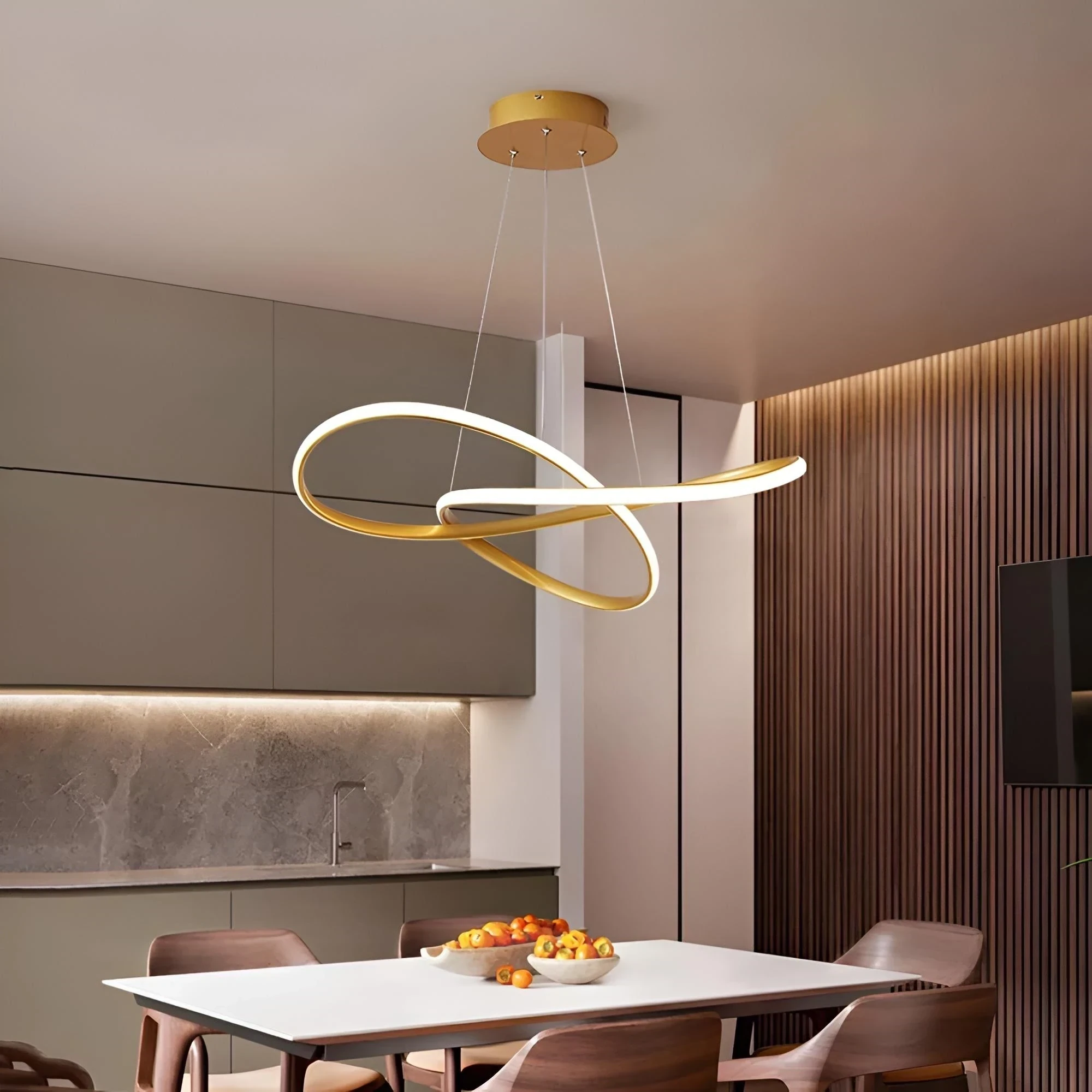 LAMPARA COLGANTE LED ORBIT DORADA 45W 2