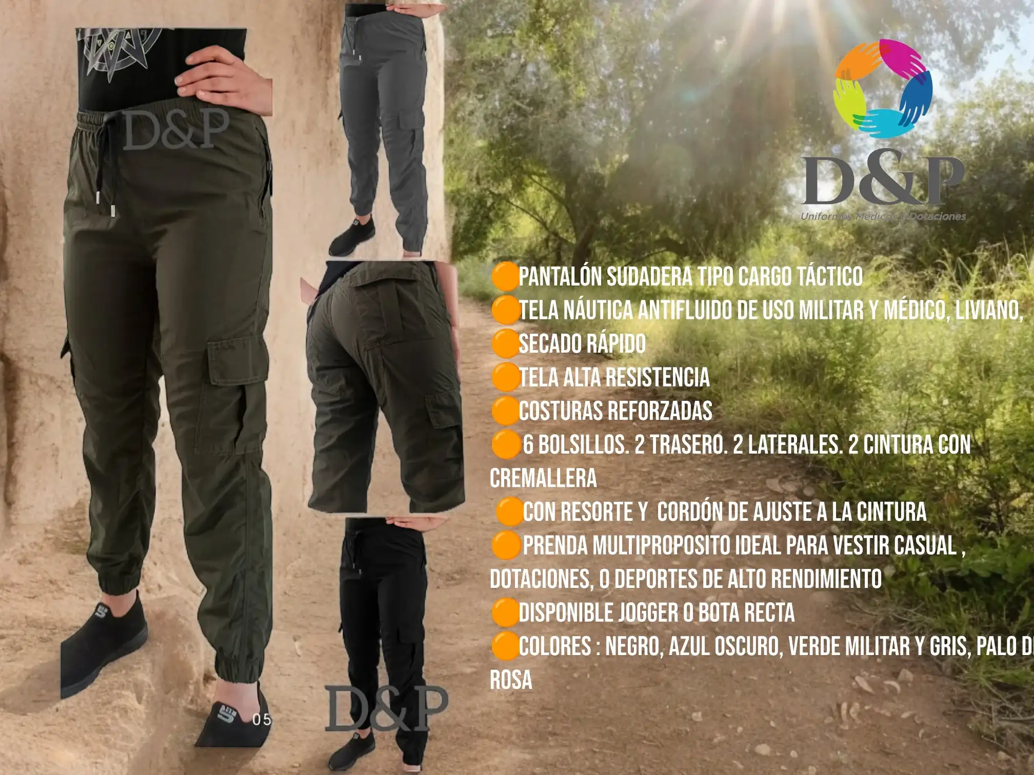 Pantalón Sudadera Antifluido Tipo Cargo Unisex 2
