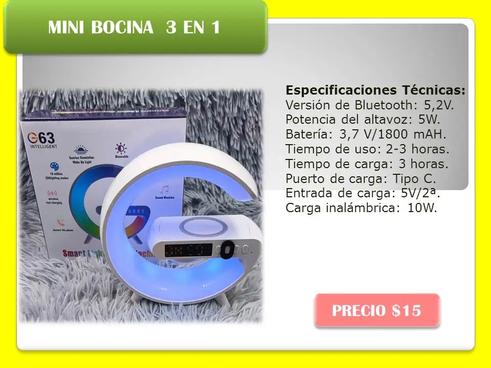 Bocina cargador y lámpara 4