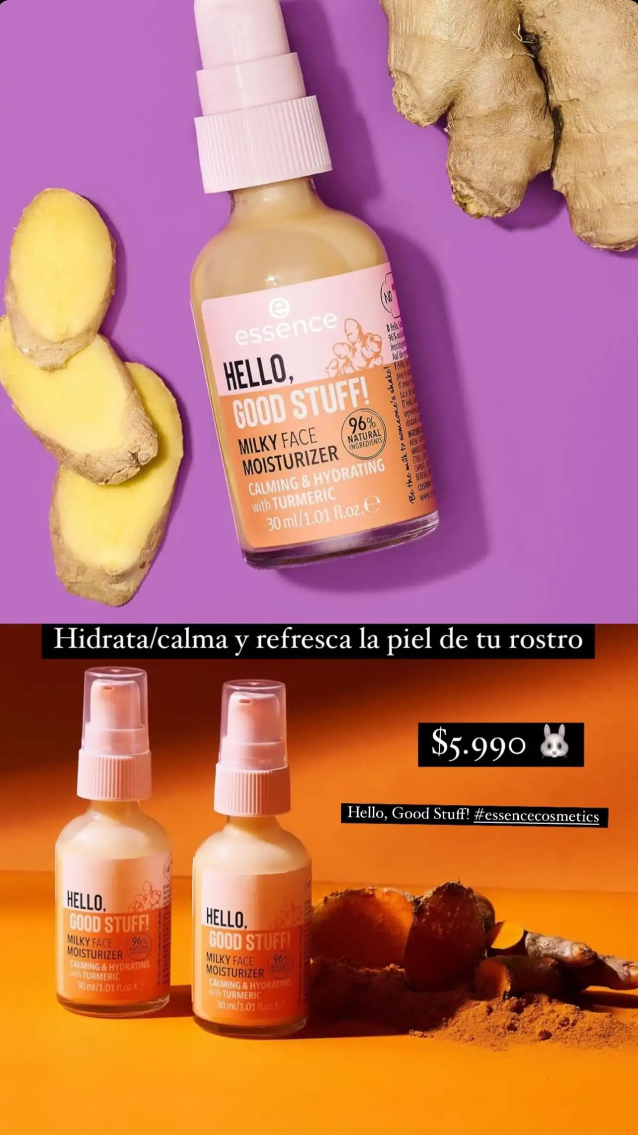 Hidratante Facial Essence, Cúrcuma, Hello, Good Stuff 96% ingred. Nat 3