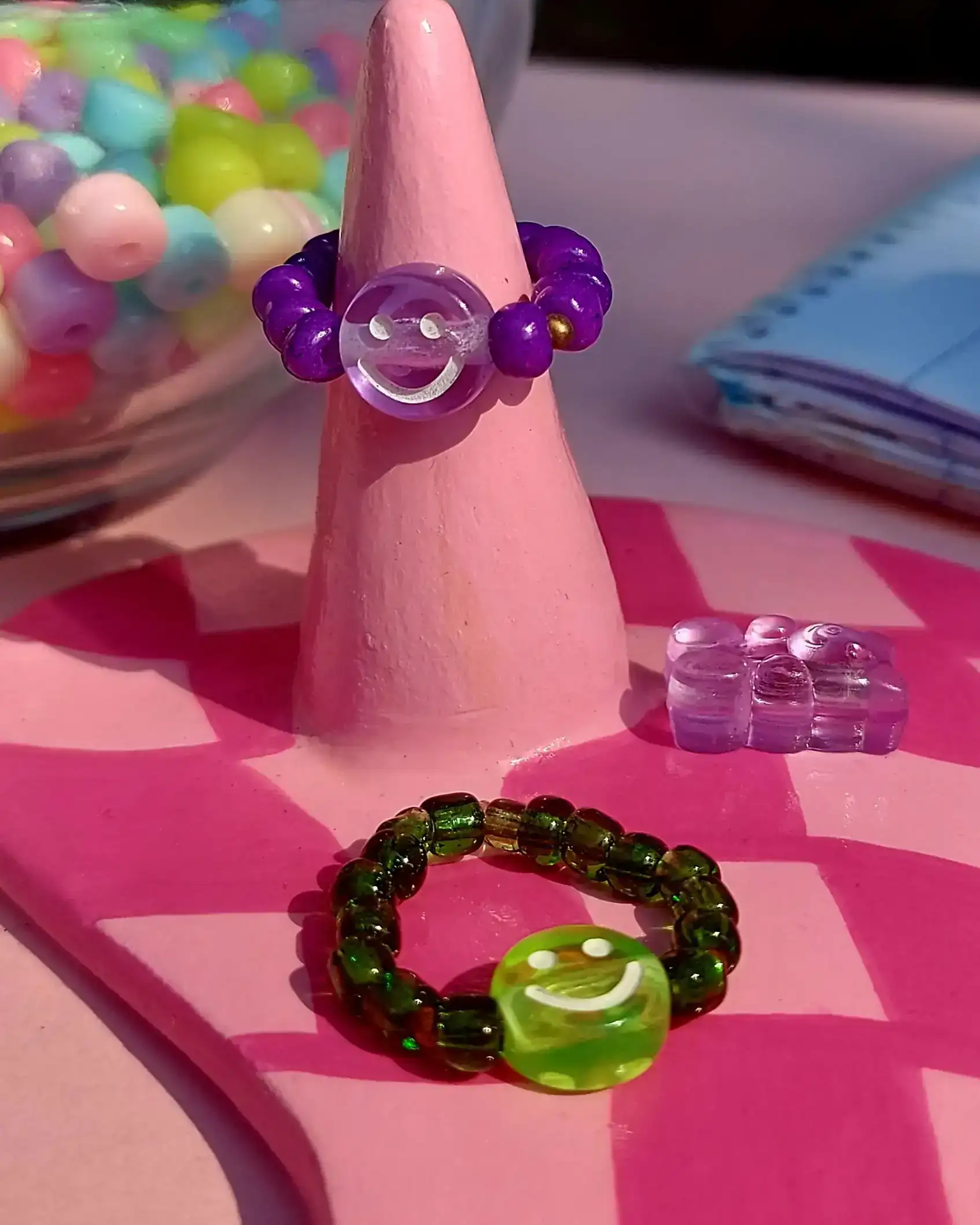 Anillo carita feliz, ojo turco , inicial  2