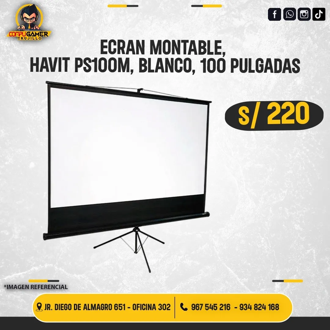 ECRAN MONTABLE HAVIT PS100M, BLANCO, 100"