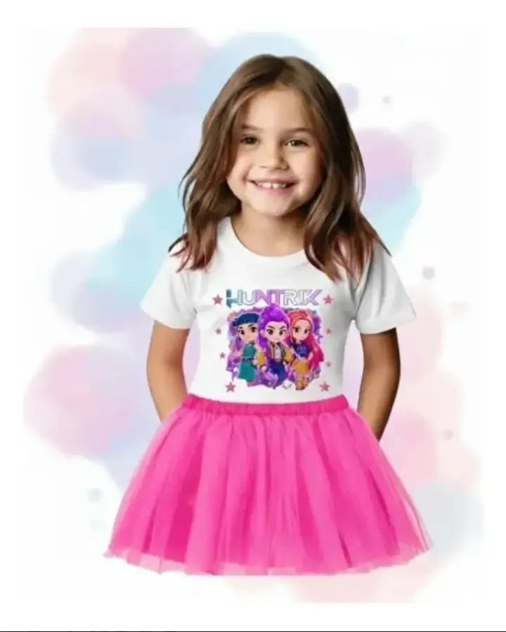 Conjunto tutú blusa niñas guerreras kpop  2