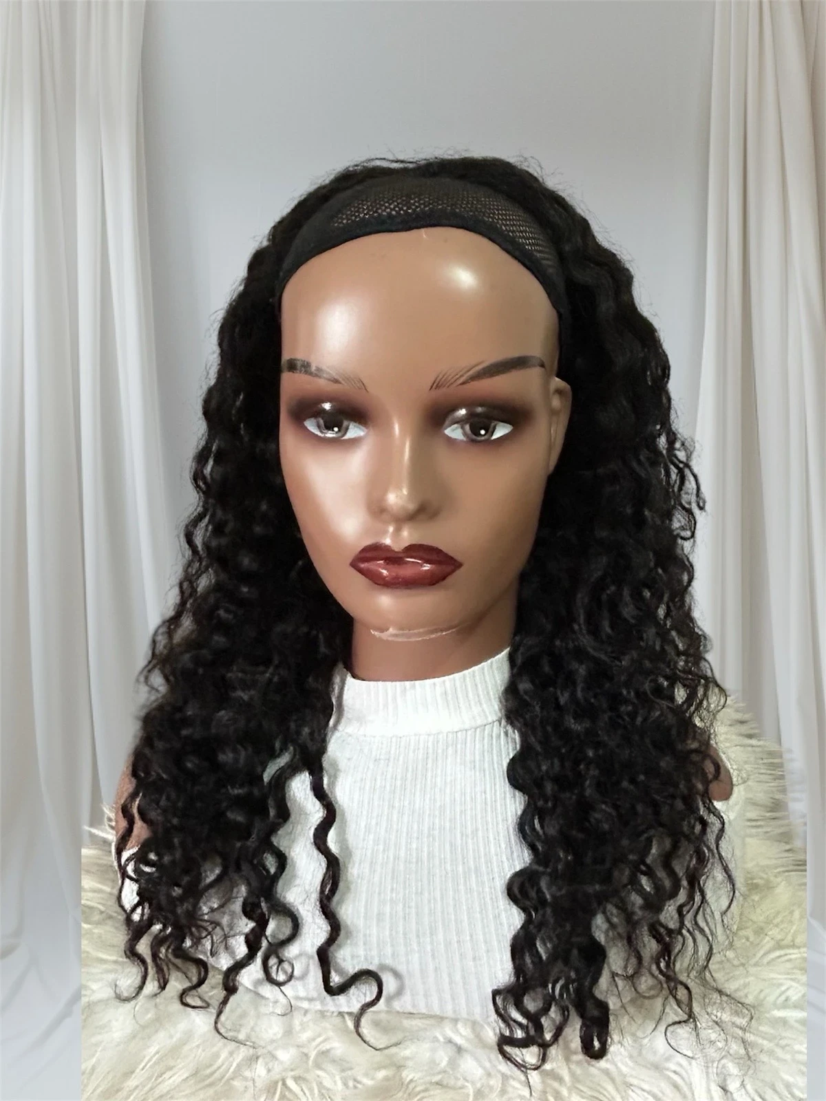 Peluca rizada  media cabeza de cabello humano de 22 pulgadas 3