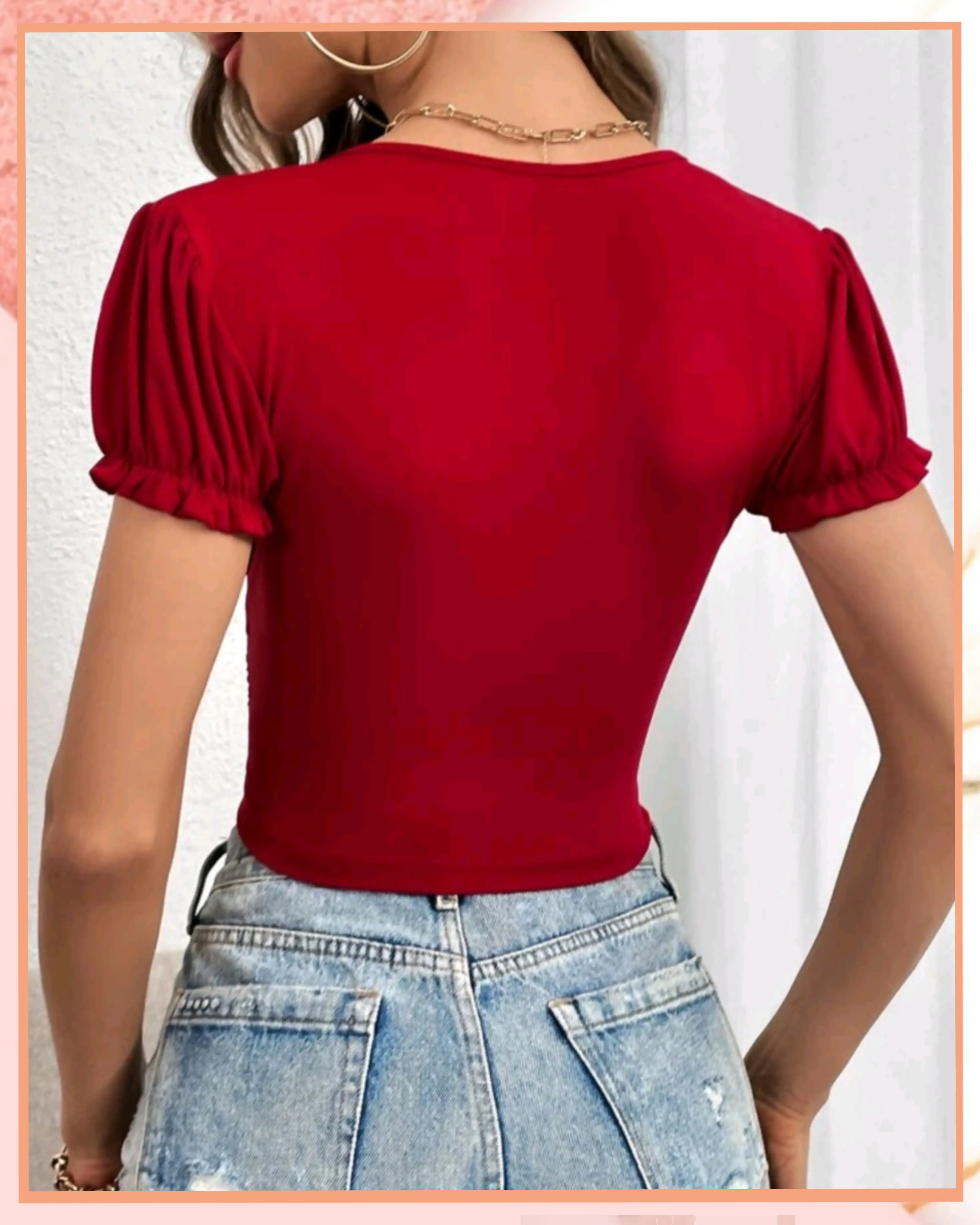 S - Top cuello V , escote profundo.  2