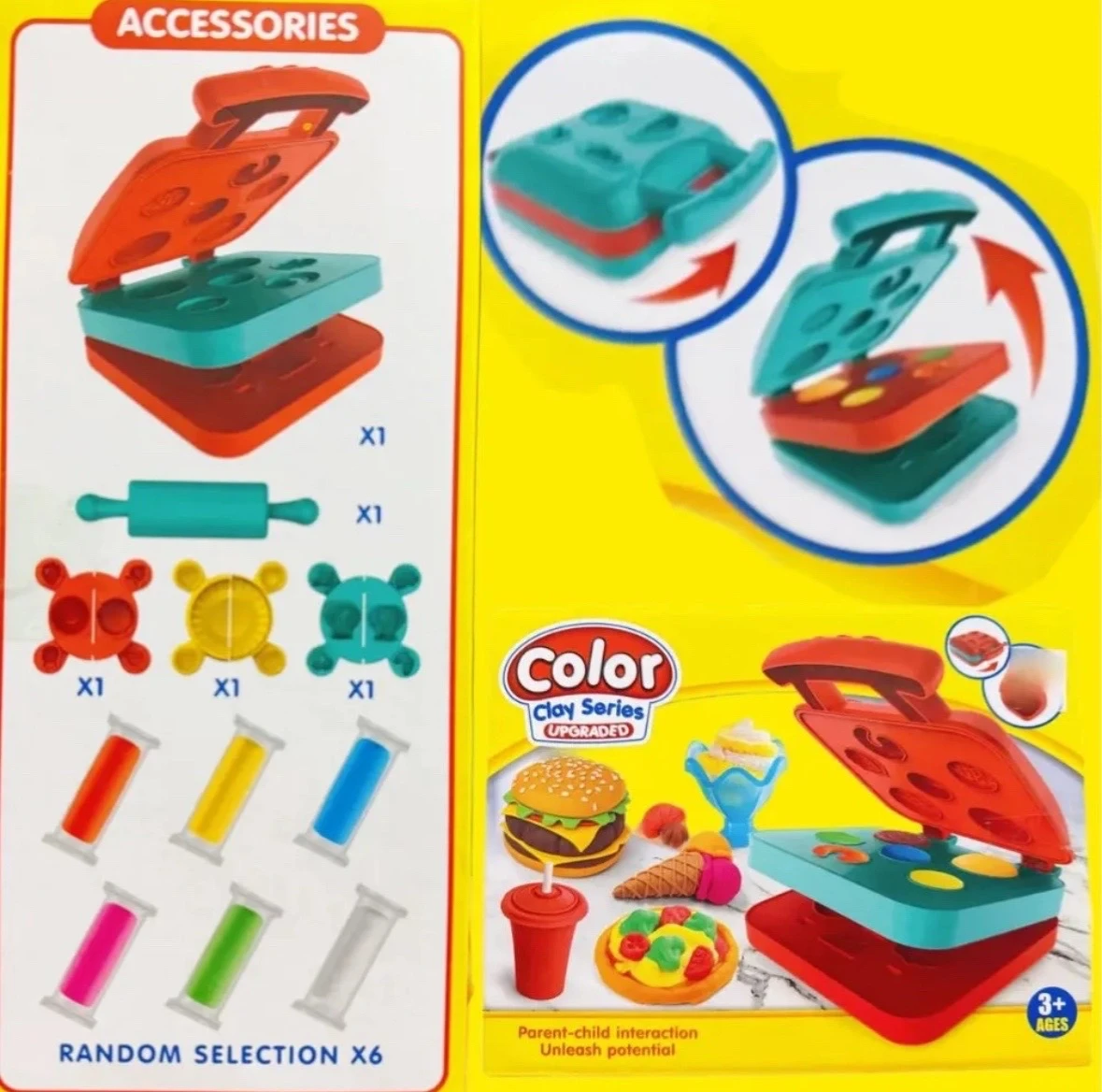 Juego de Plastilina Máquina de Waflera y Comiditas con Moldes y Accesorios 6