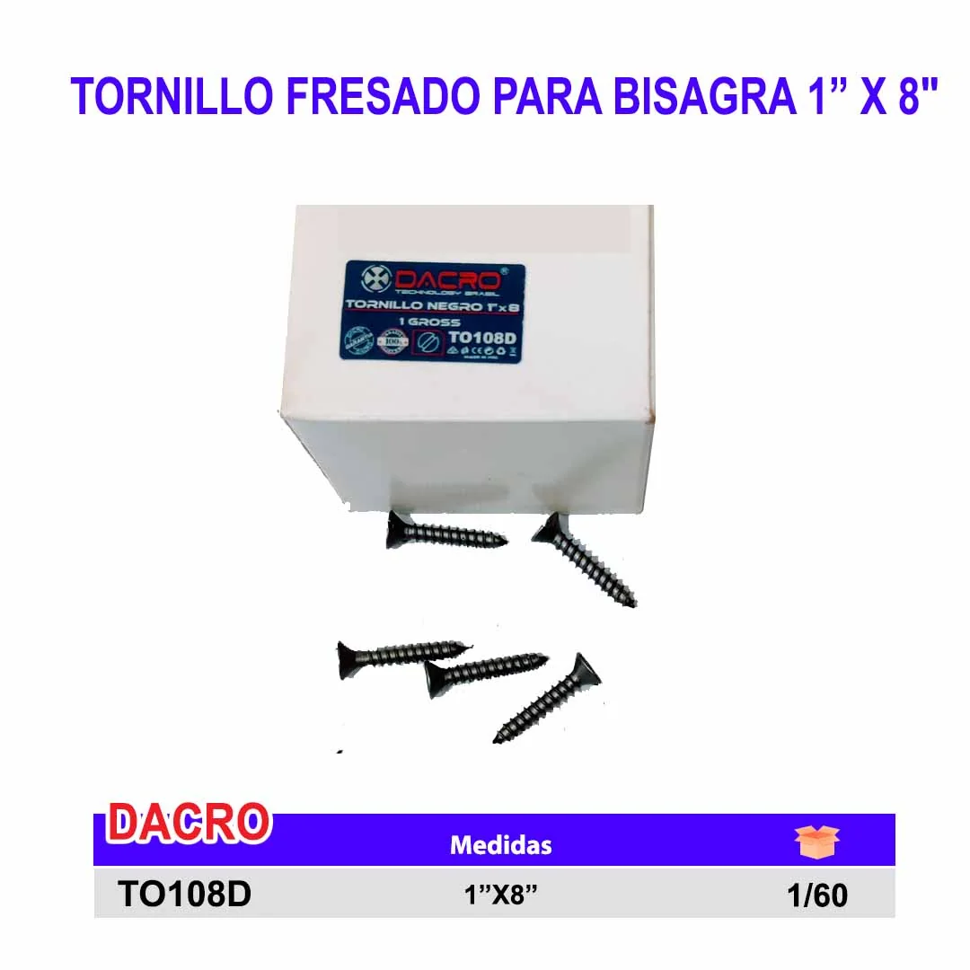 TORNILLO FRESADO NG (Gruesa/144pz) Dacro 8 X 1"