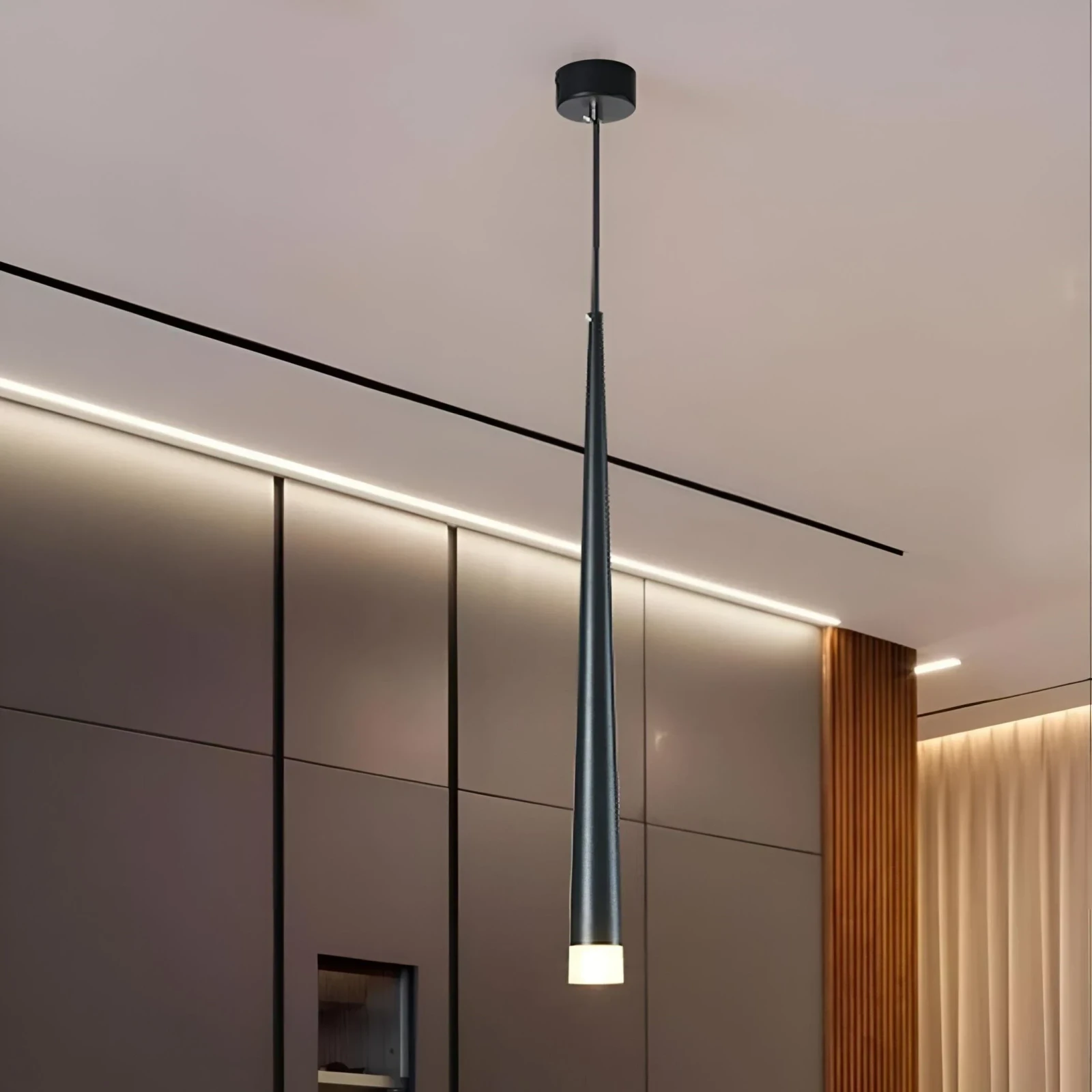LAMPARA COLGANTE CONO NEGRA 1L G9