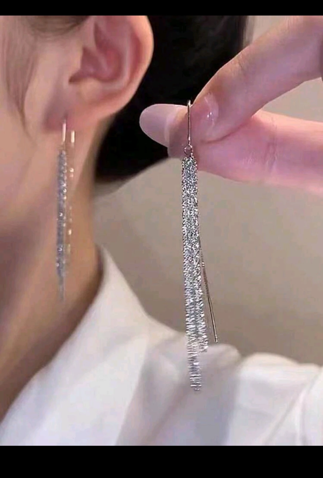 Aretes largos plateado 2