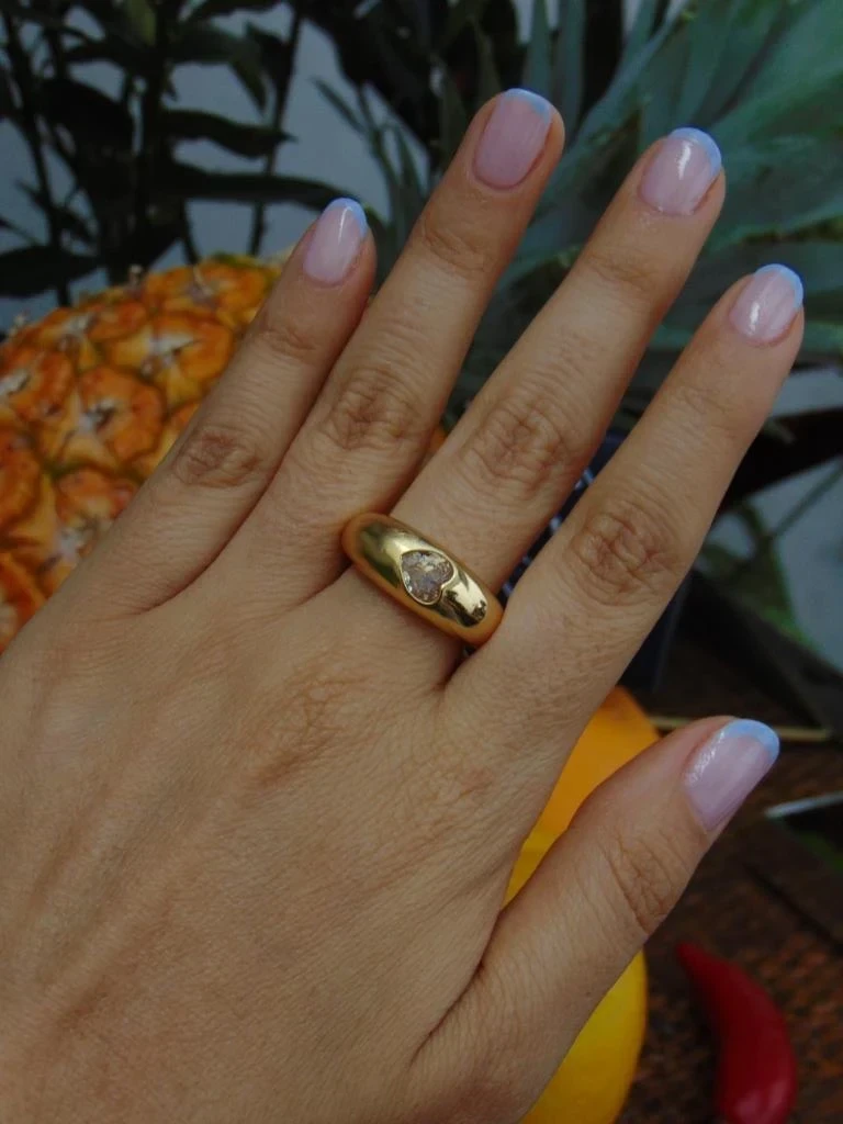 ANILLO ACERO DOR GLOBO MAXI LISO CORAZON 3