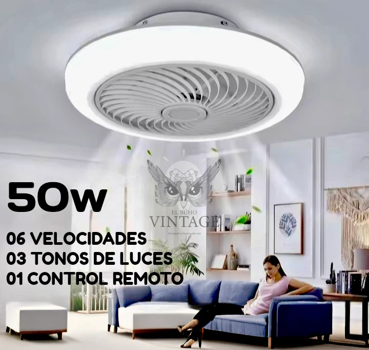 Plafón Led Con Ventilador 50w