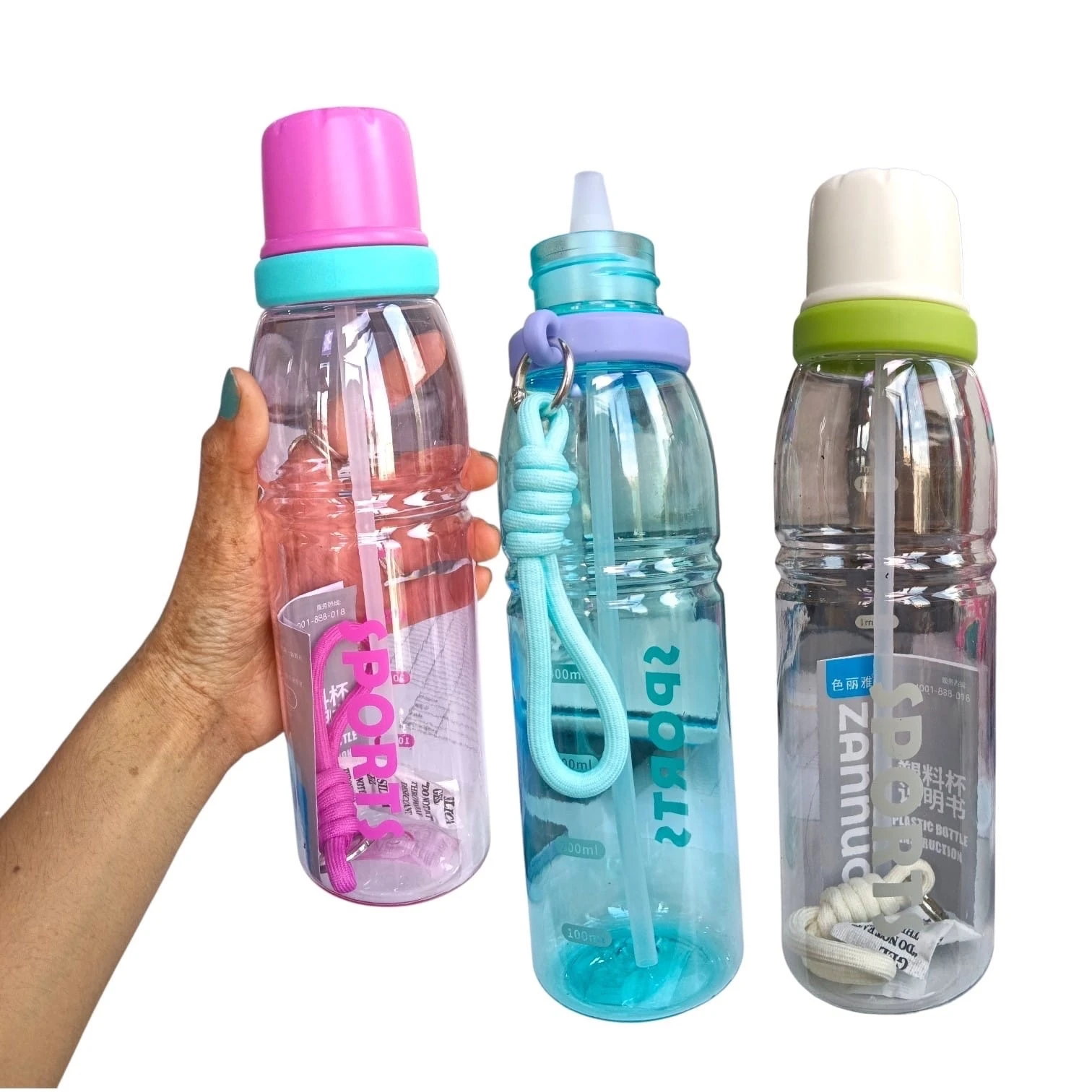 Botella de Agua Deportiva con Popote y Correa de Mano ✨🥤 | Cilindro Portátil con Tapa Protectora 6