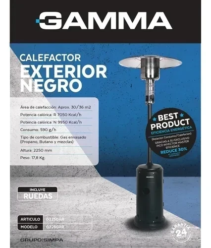  CALEFACTOR HONGO GAMMA NEGRO G2250AR