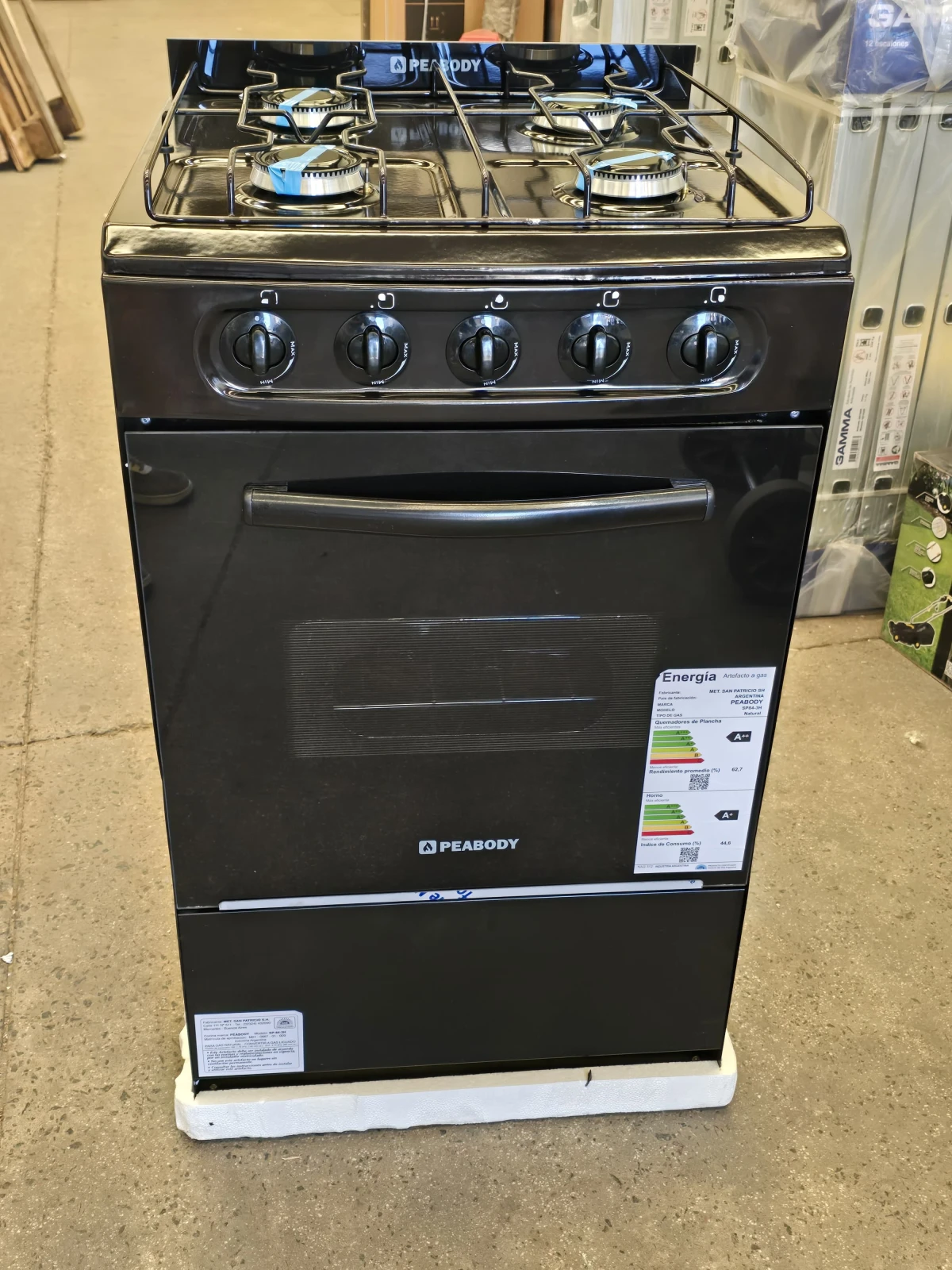 COCINA MARTIRI NEW BLACK GAS NATURAL 4 HORNALLAS NEGRA 51CM N794H