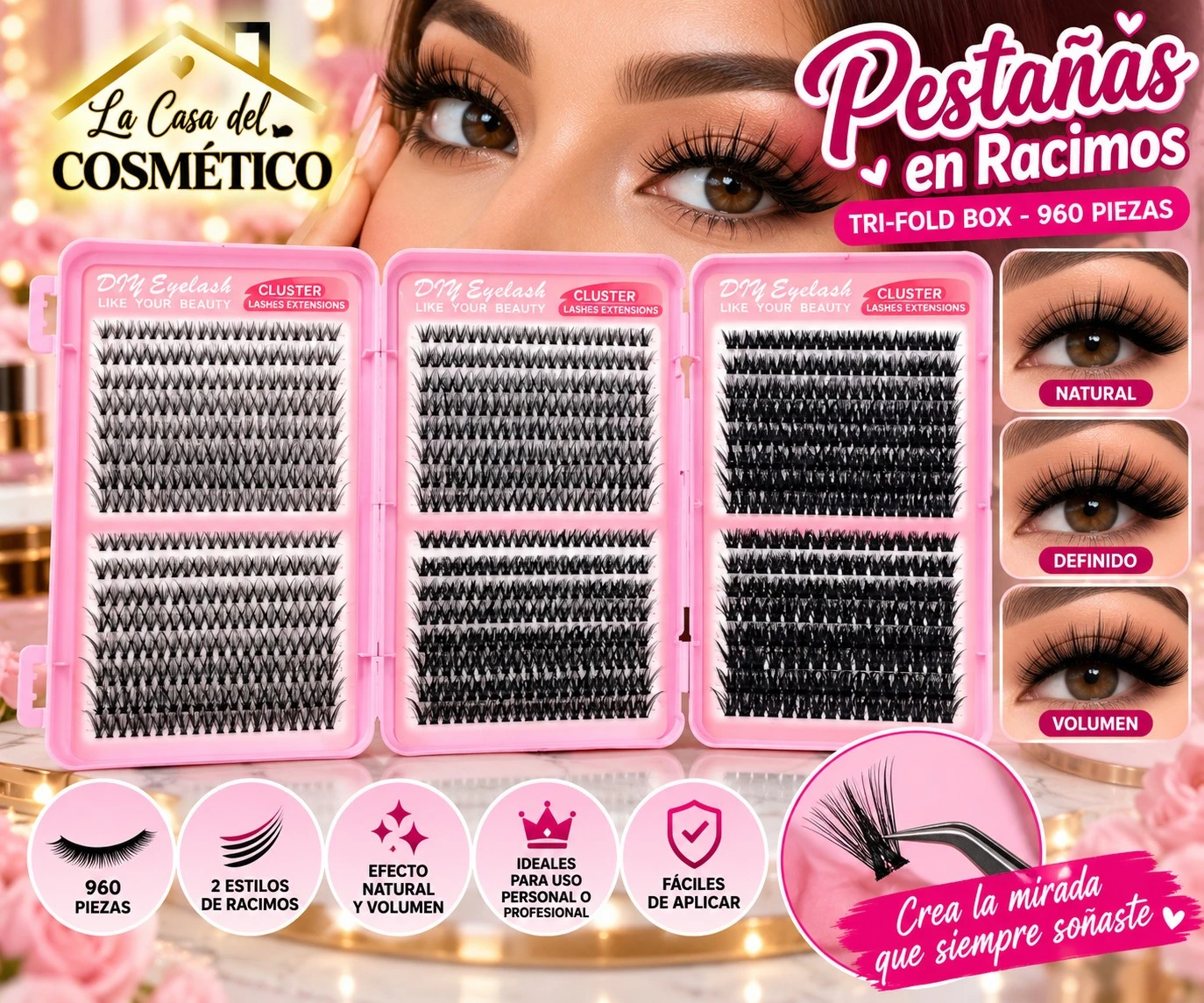 lumera pestañas xl glam luxury 3 en 1 – 960 piezas