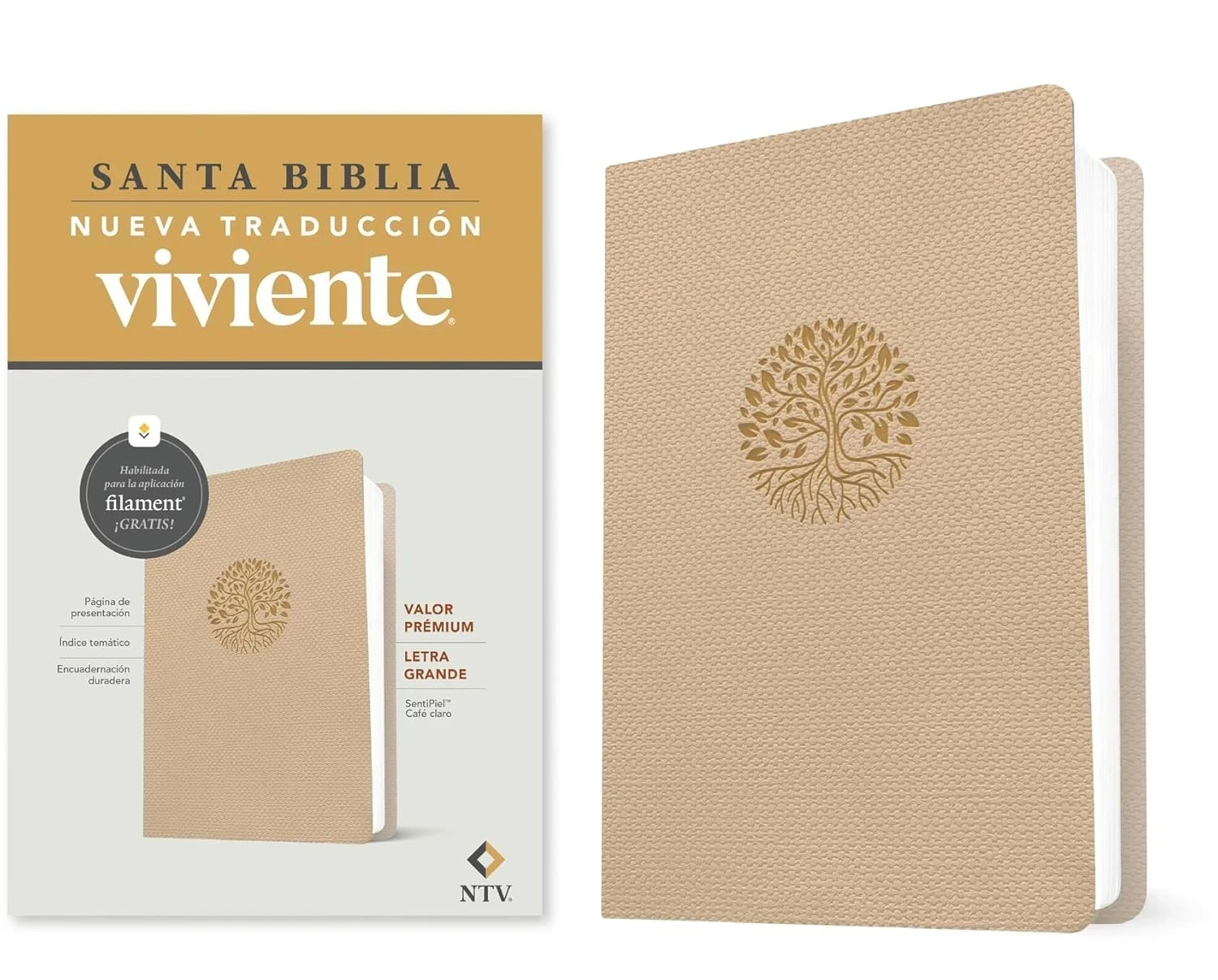 Biblia valor premium NTV letra grande sentipiel café claro 2