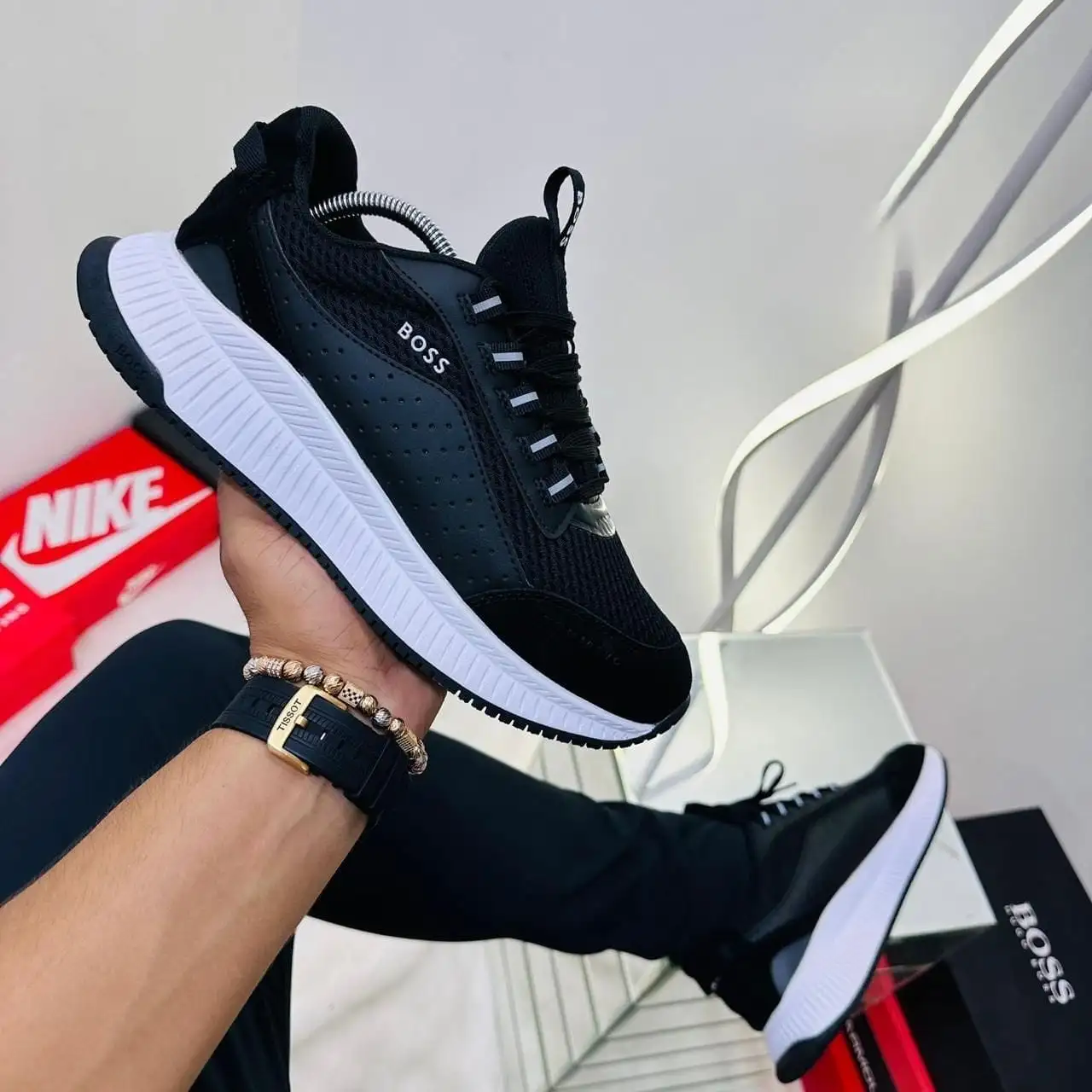 Tenis Hugo Boss Negro Blanco Caballero