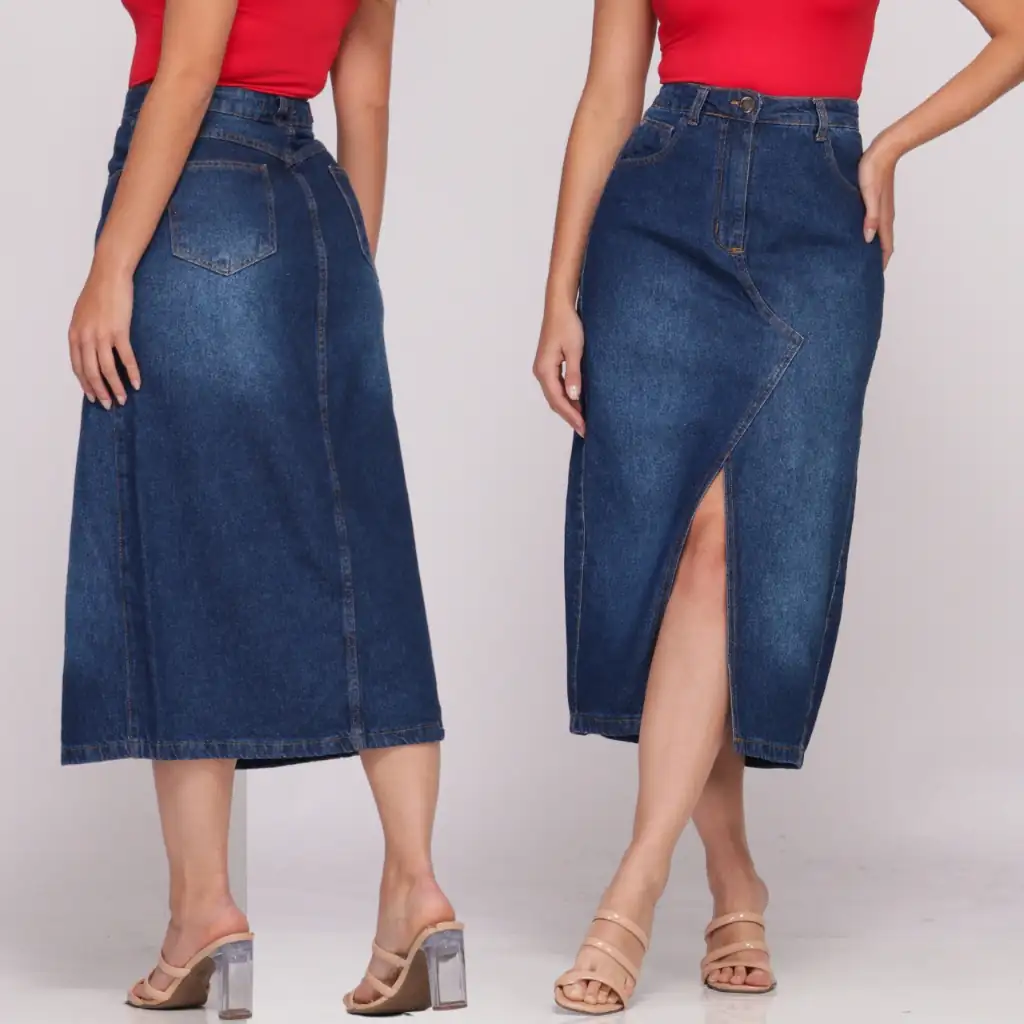 Saia Jeans 100% Algodão  3