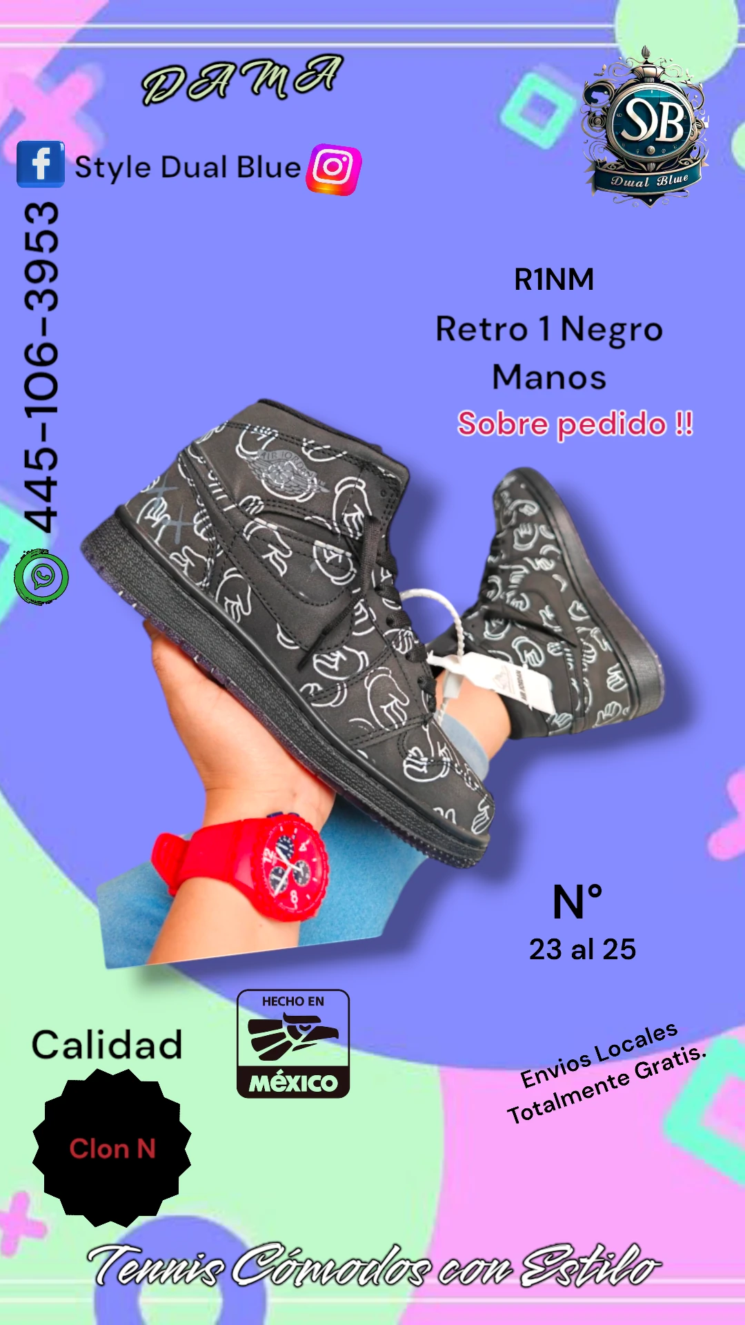 Retro 1 Negro Manos
