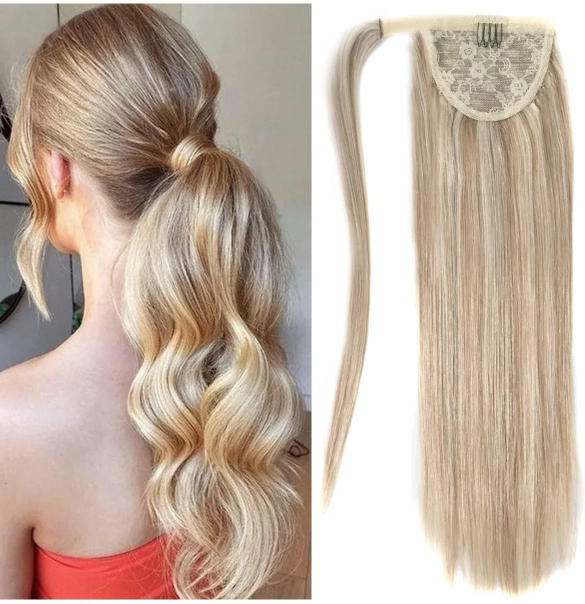 Cola de  cabello humano remy lacio de 20 pulgadas, 80g Color P16/613#