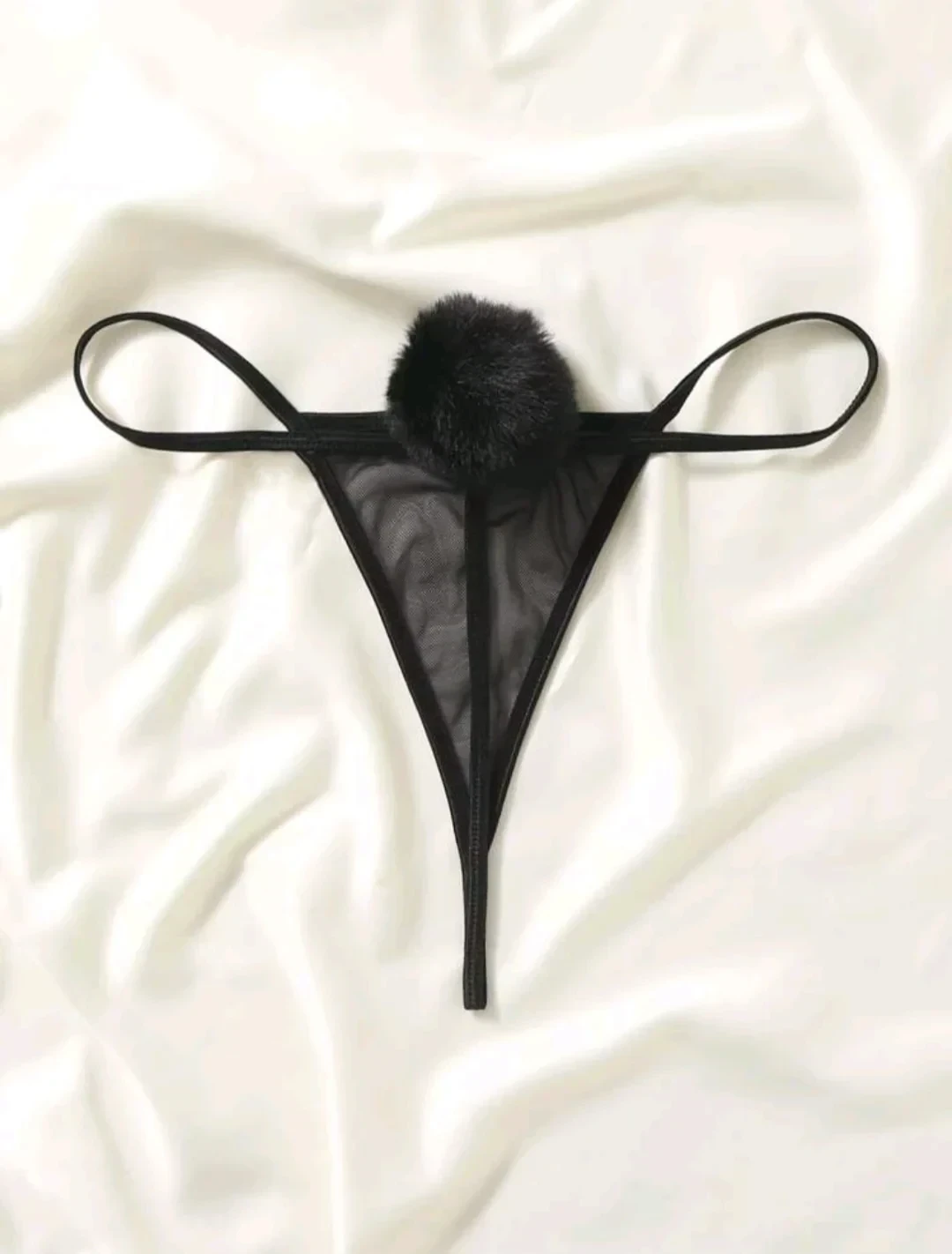 Tanga pompón negra, tallas L  5