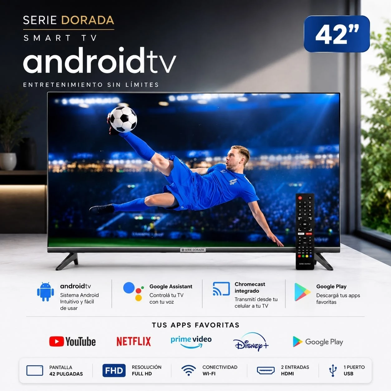 SMART TV SERIE DORADA 42” C/ANDROID TV*