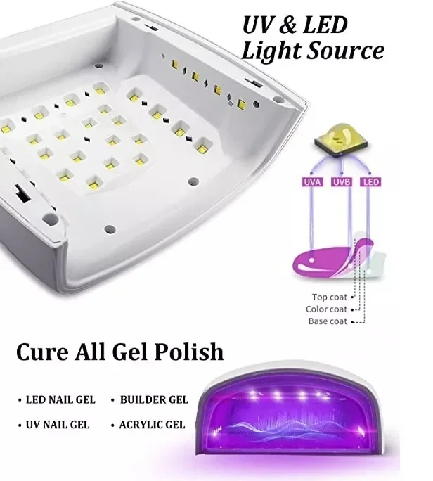 Secador Inalámbrico de Uñas Lampara UV Led 48w  5 tiempos 7