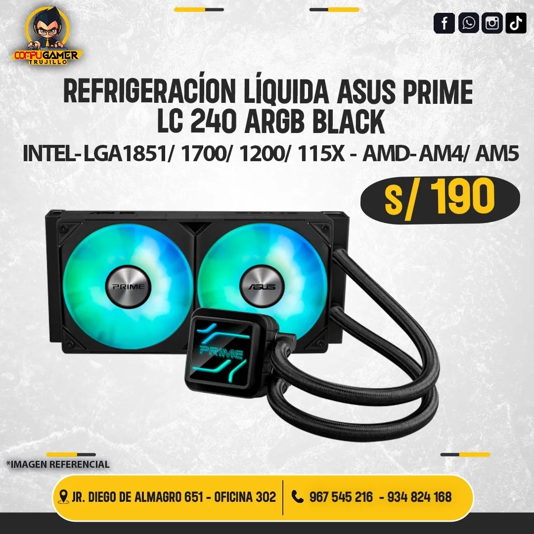 REFRIGERACIÓN LÍQUIDA ASUS PRIME LC240 ARGB BLACK 