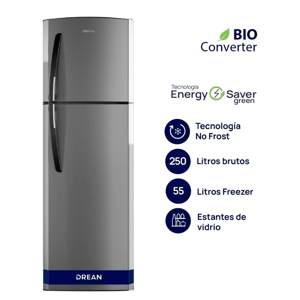 HELADERA DREAN 250LTS NO FROST SILVER