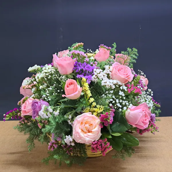 Canasta redonda rosa