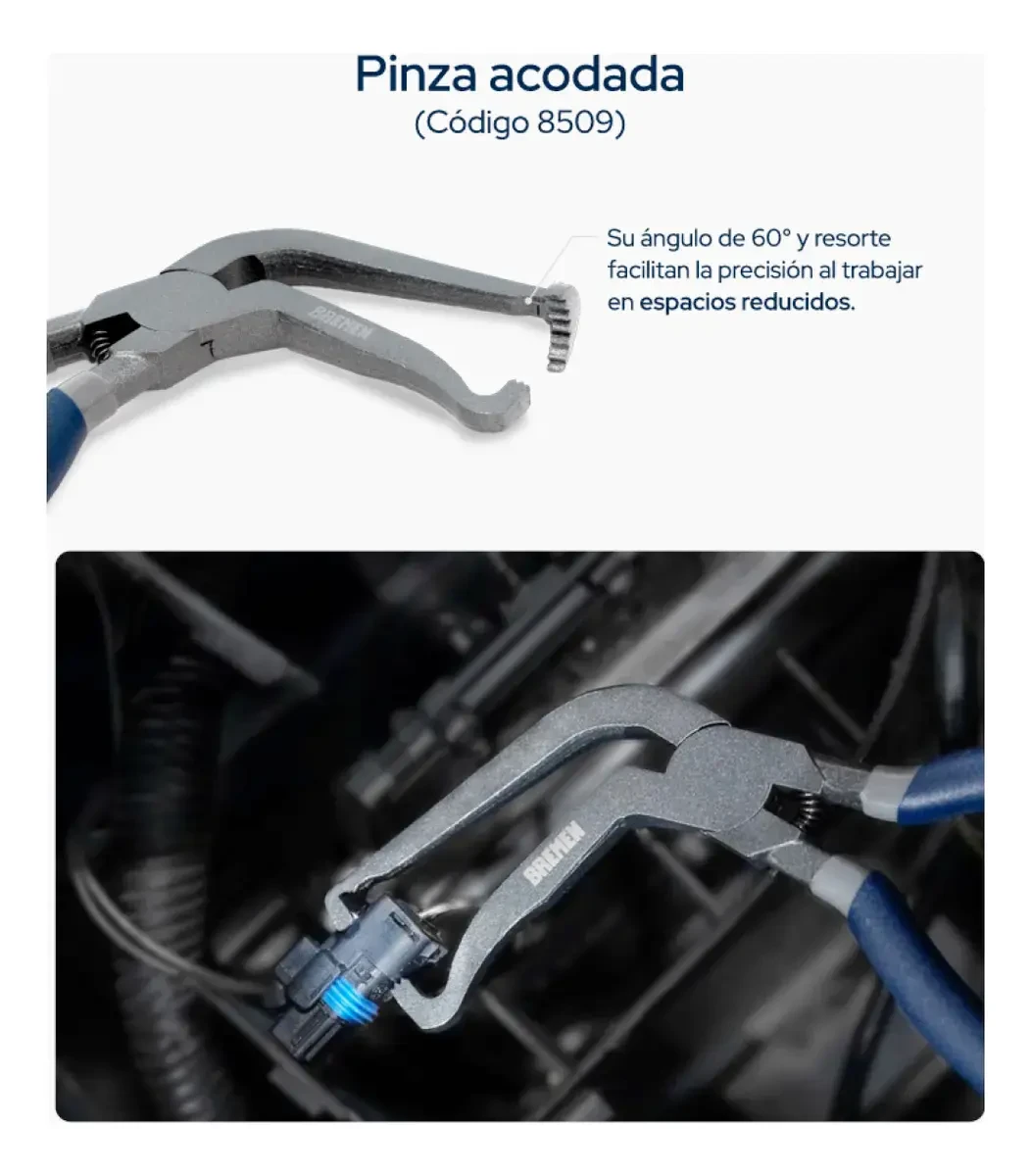 Pinza Acodada Bremen Desconexion Ficha Sensores Bobinas 20cm 3