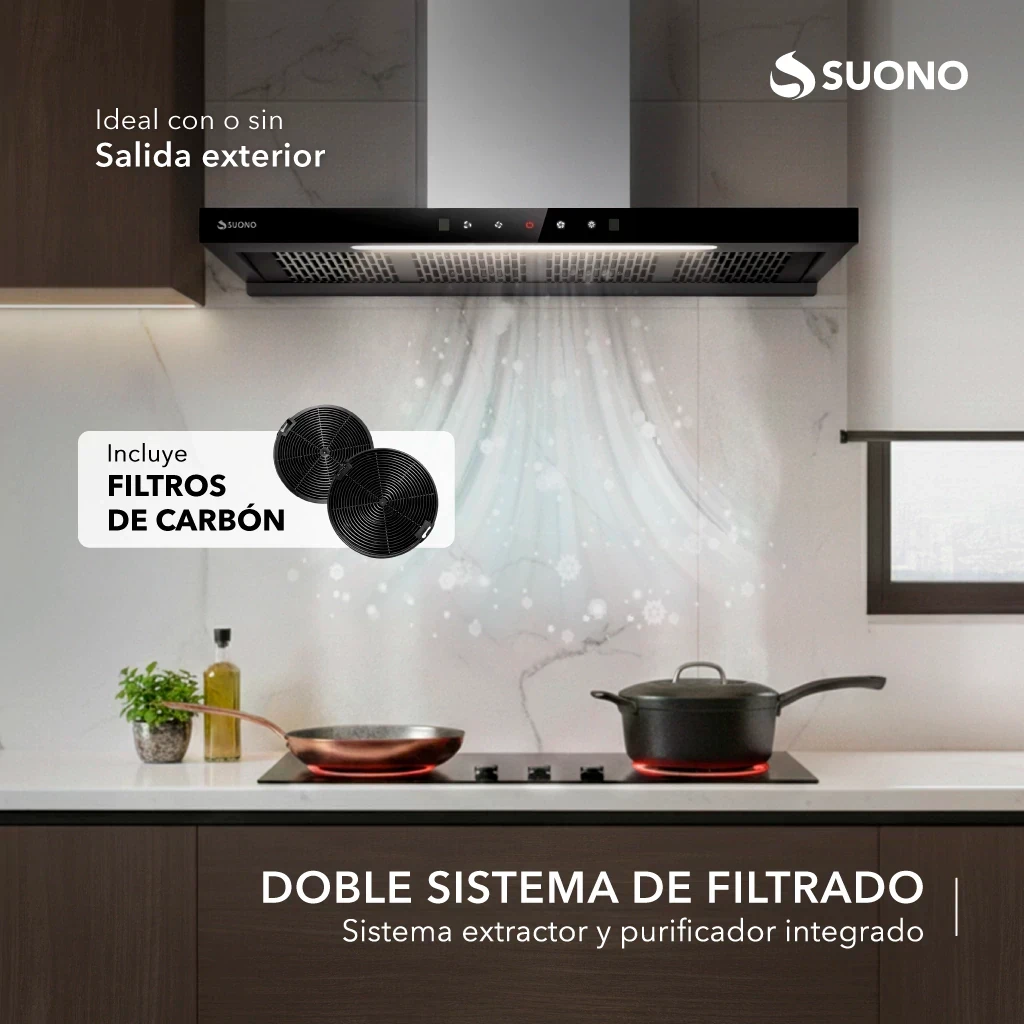 Campana Suono Extractora Luz Led 60cm 200W Silver 3