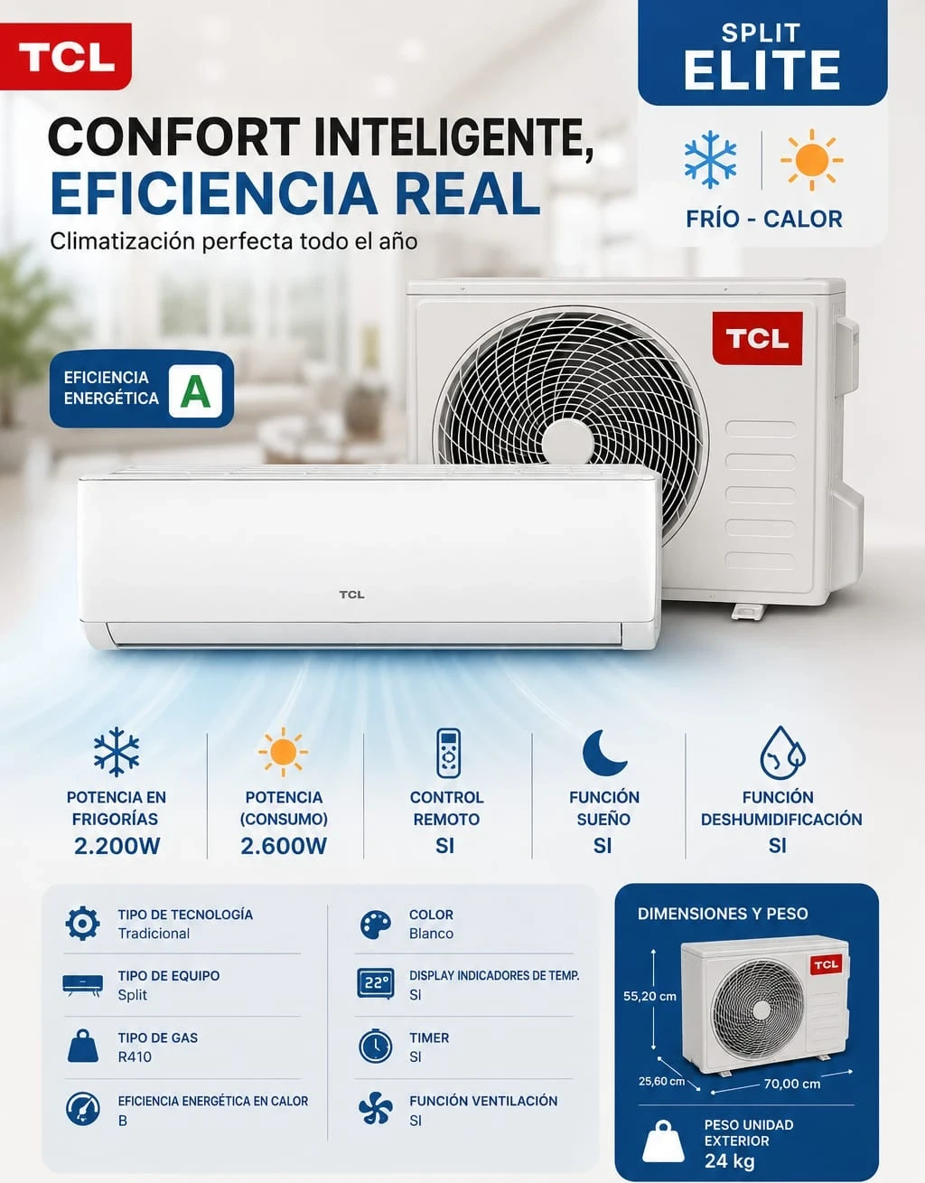 Aire acondicionado TCL 2600W