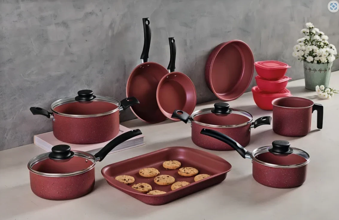 BATERIA DE COCINA TRAMONTINA 12 PIEZAS DE ALUMINIO ANTIADHERENTE 