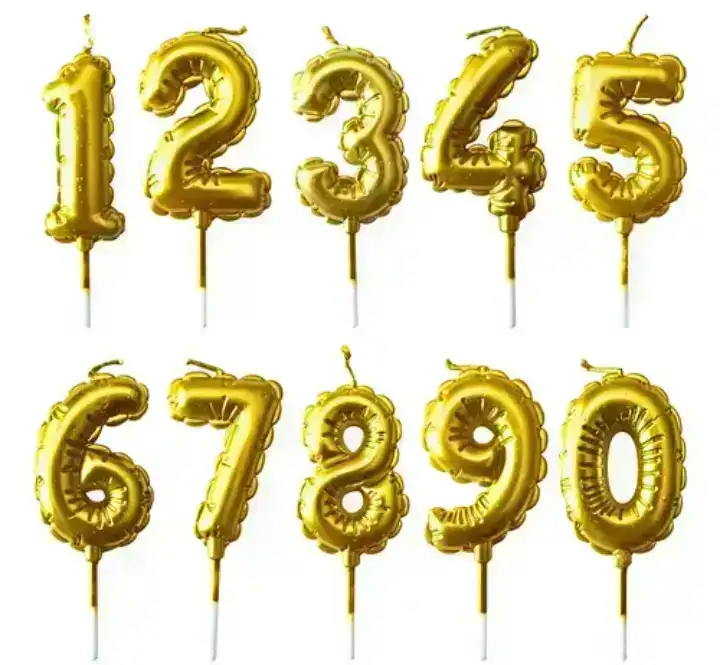 Vela globito metalizada 10 cm numero 