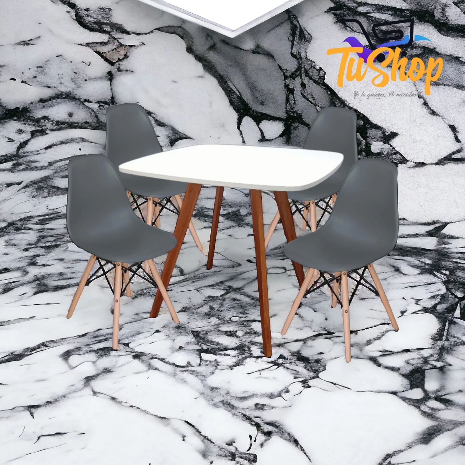 Juego Comedor Nordico Sillas GRIS 