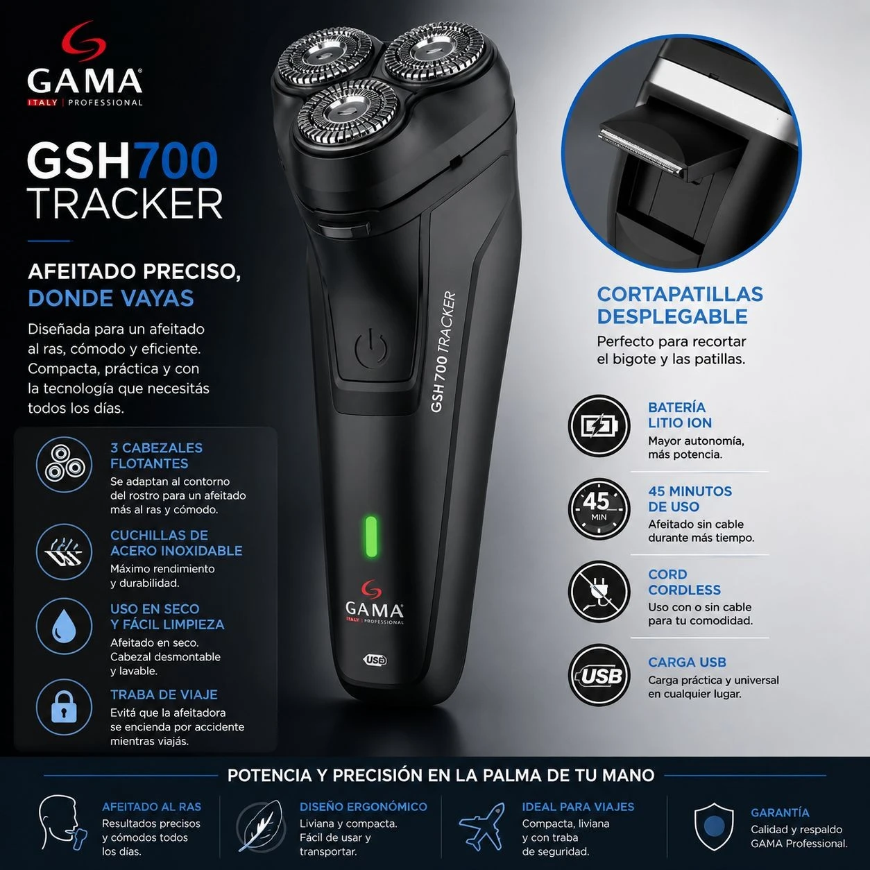 🧔🏻‍♂️ *AFEITADORA GAMA GSH700 TRACKER