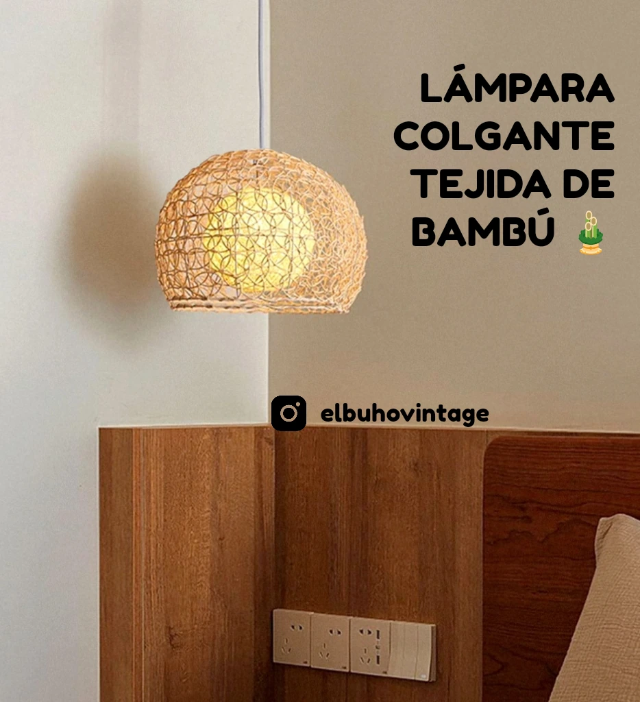 Lámpara Colgante de Tejido de Bambú 🎍🐼 3