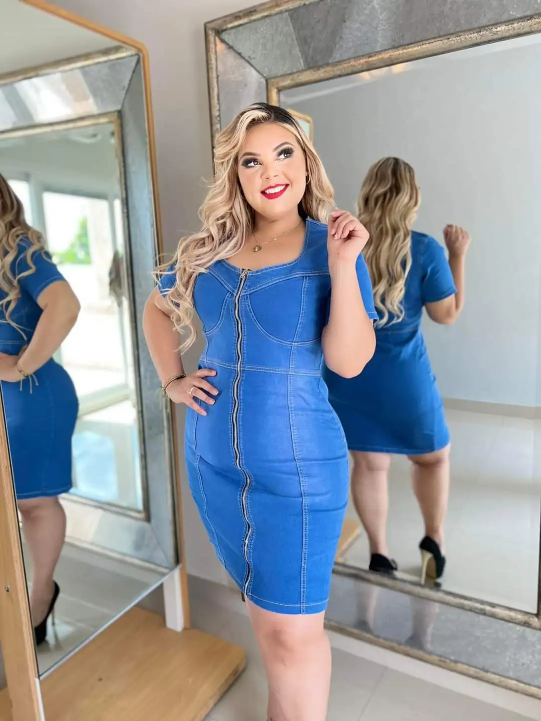 Vestido mezclilla cierre completo 