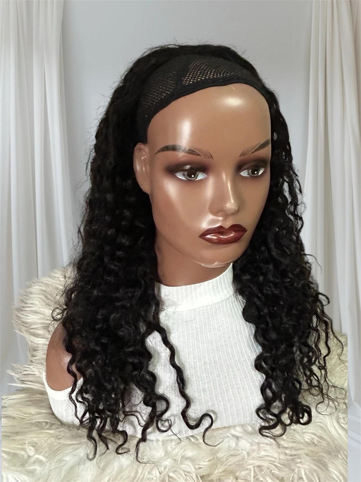 Peluca rizada  media cabeza de cabello humano de 22 pulgadas 2