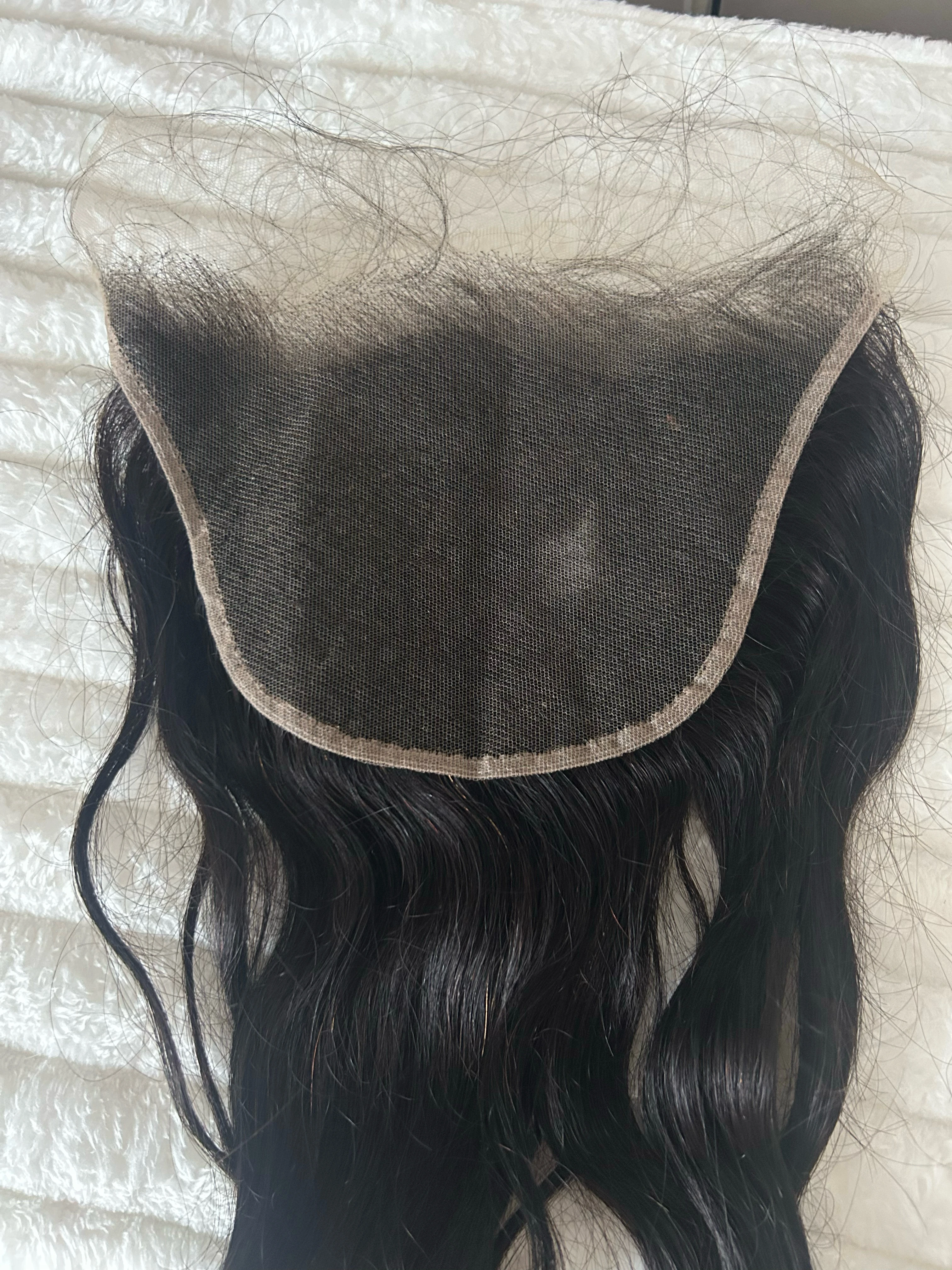 encaje de cristal invisible ultra fino HD prearrancado con cabello de bebé, cabello humano lacio, cierre frontal de encaje (7x5 HD lacio, 22 pulgadas) 2