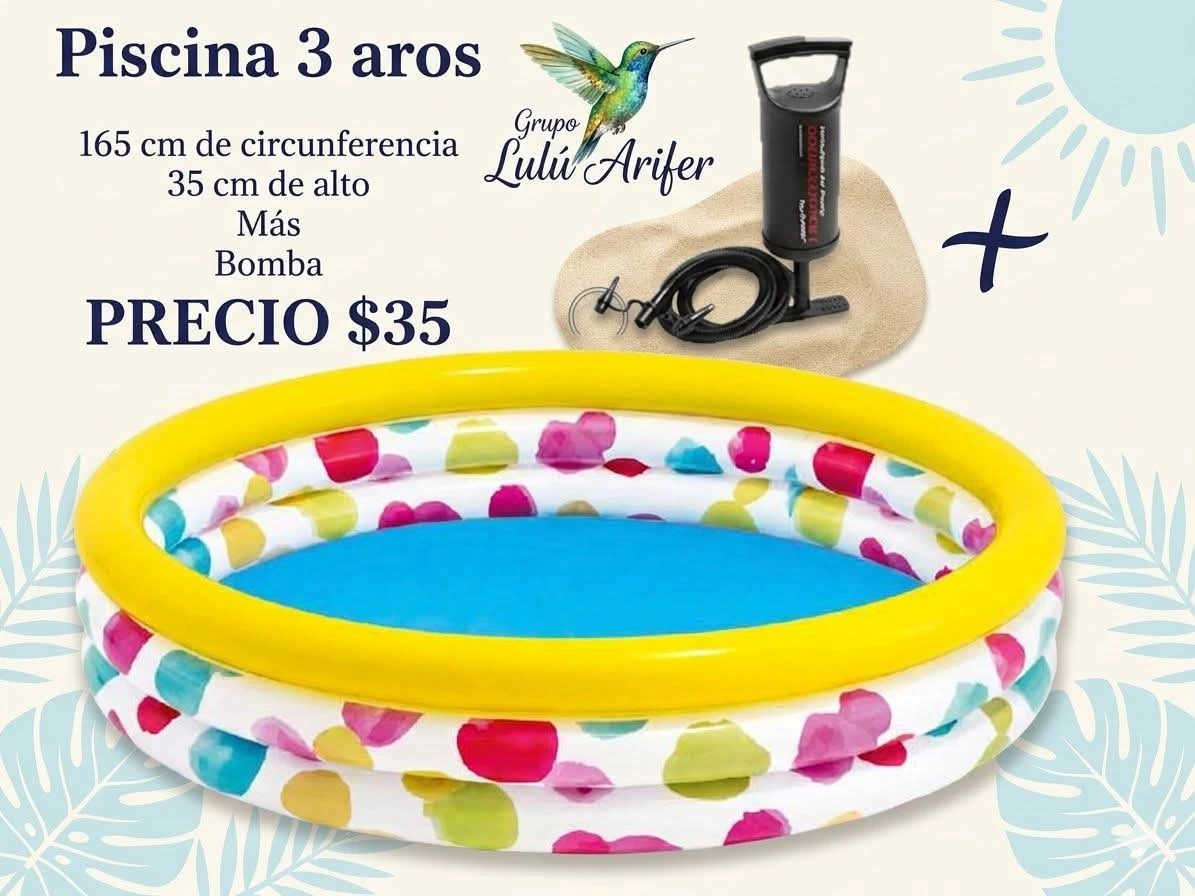 Piscina redonda con diseño y blmba inflable 