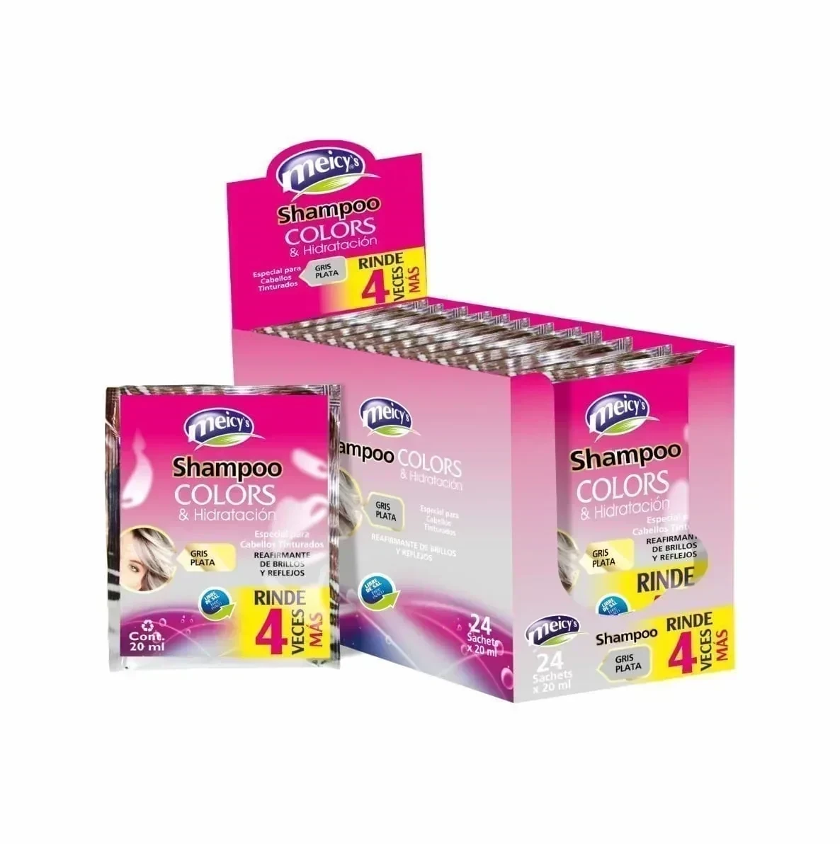 meicys shampoo color sobre x30 gris plata