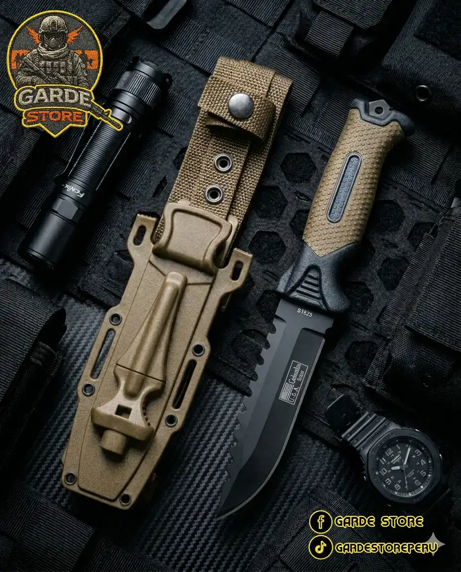 PUÑAL CON FUNDA PEDERNAL Y AFILADOR. 