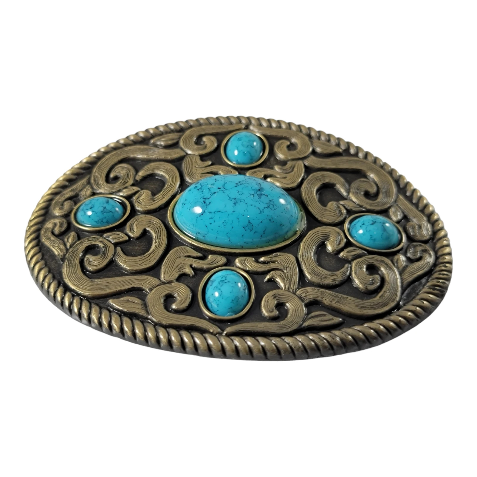Hebilla oara dama color laton com piedras turquesa  2