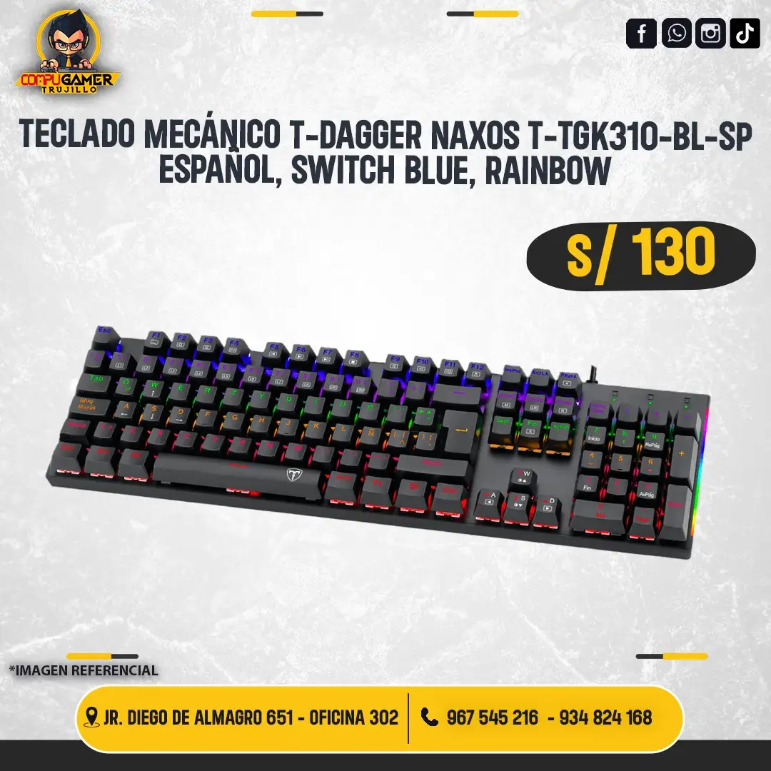 TECLADO MECÁNICO T-DAGGER NAXOS T-TGK310-BL-SP