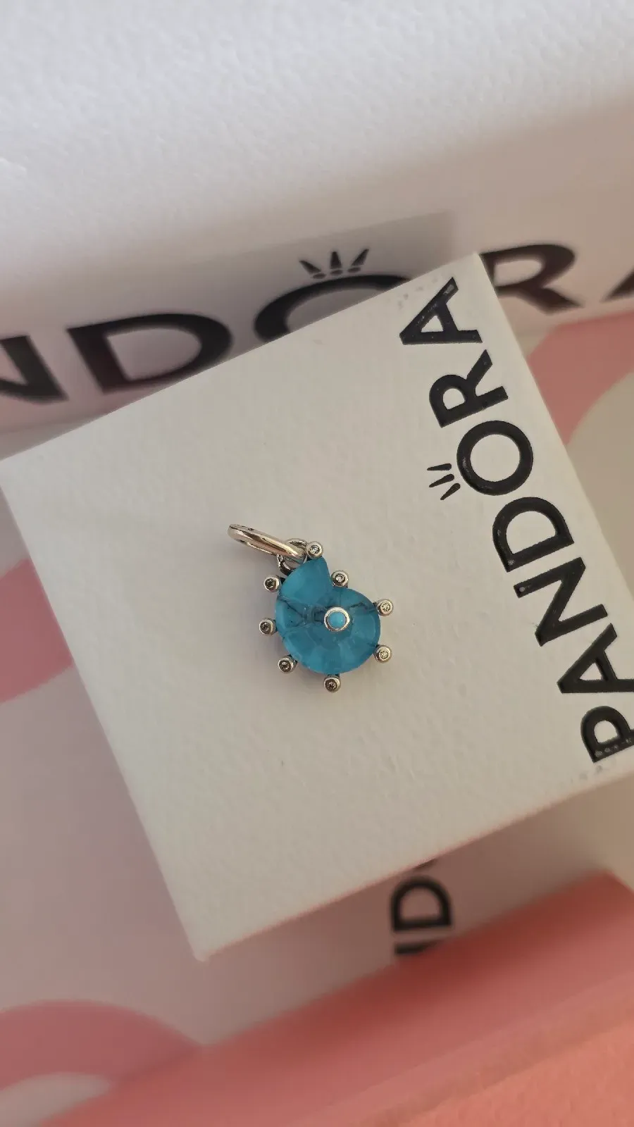 Pandora Blue Mutano Glass Sea Snail Dangle Charm