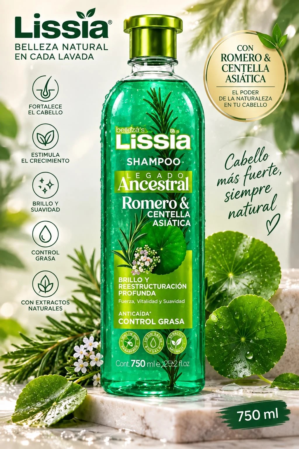 lissia shampoo ancentral x730 ml romero & centella asiatica.jfif